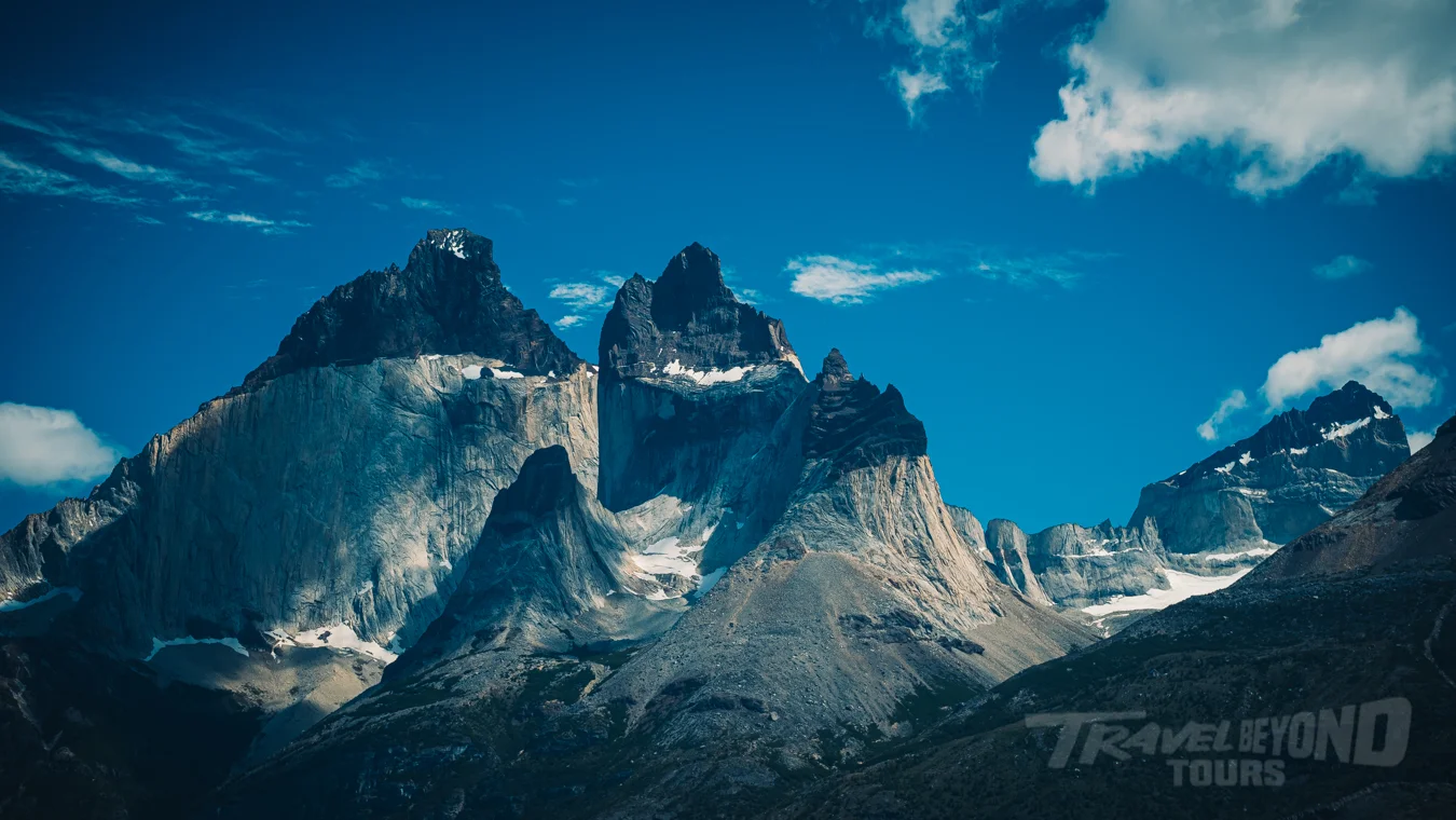 Torres del Paine National Park with granite peaks, turquoise lakes and Patagonian landscapes in Chile